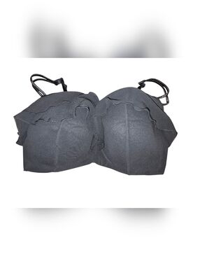 Cacique Black Sheer Tier Ruffle Balconette Bra Size 40DD